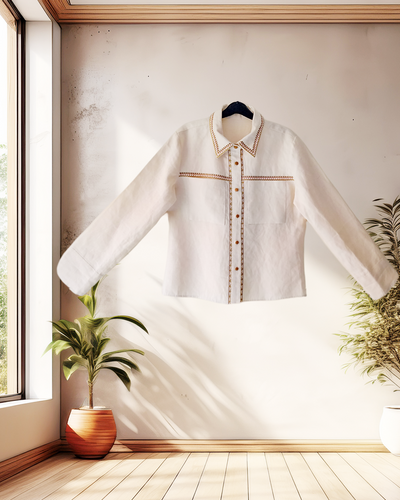 Ivory Linen Shirt with Mustard Shorts