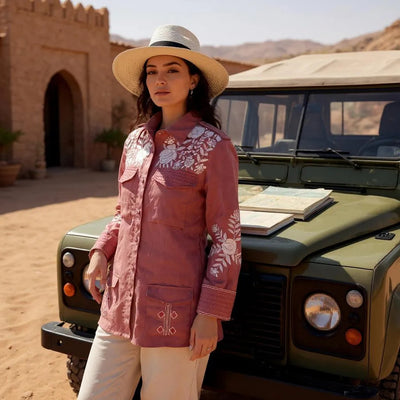 Dusty Rose Embroidered Safari Shirt