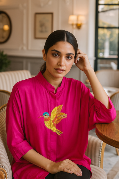 Fuchsia Hummingbird Tunic Shirt