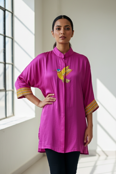 Fuchsia Hummingbird Tunic Shirt