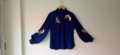 Royal Crane Embroidered Shirt