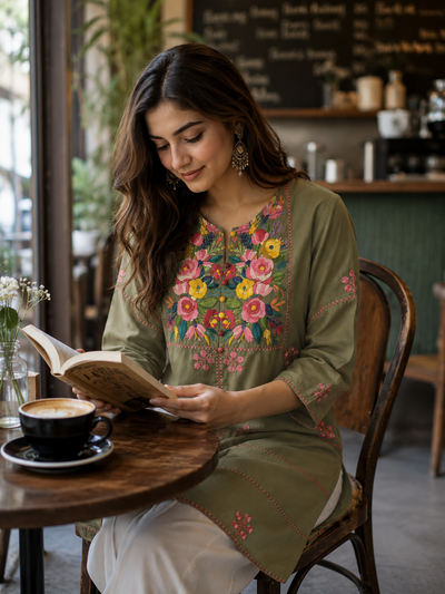 Handcrafted Floral Embroidered Kurti