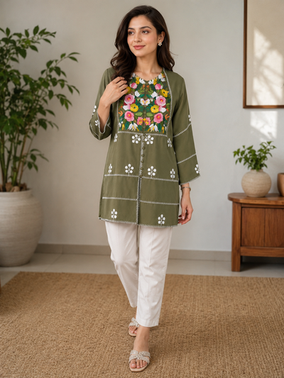 Handcrafted Floral Embroidered Kurti