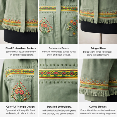 Sage Fringe Embroidered Jacket