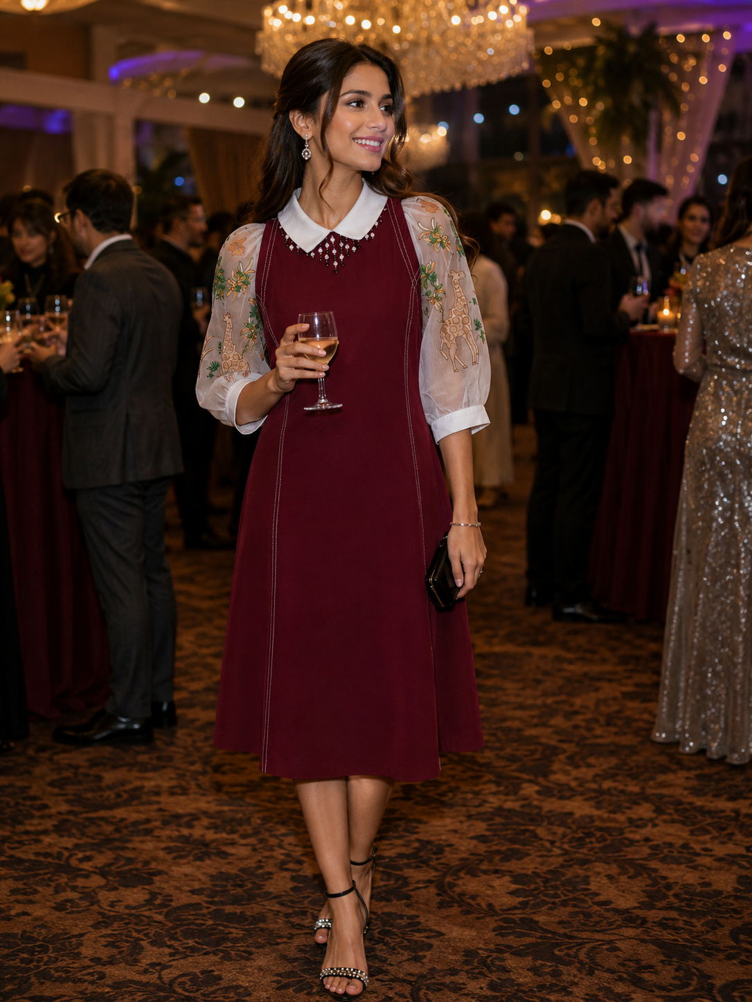 Emerald-Giraffe-Embroidered-Collar-Dress