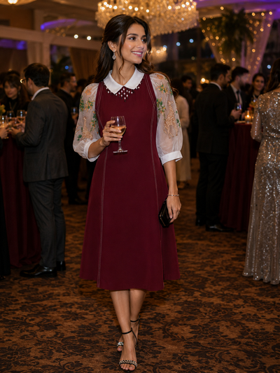 Emerald-Giraffe-Embroidered-Collar-Dress