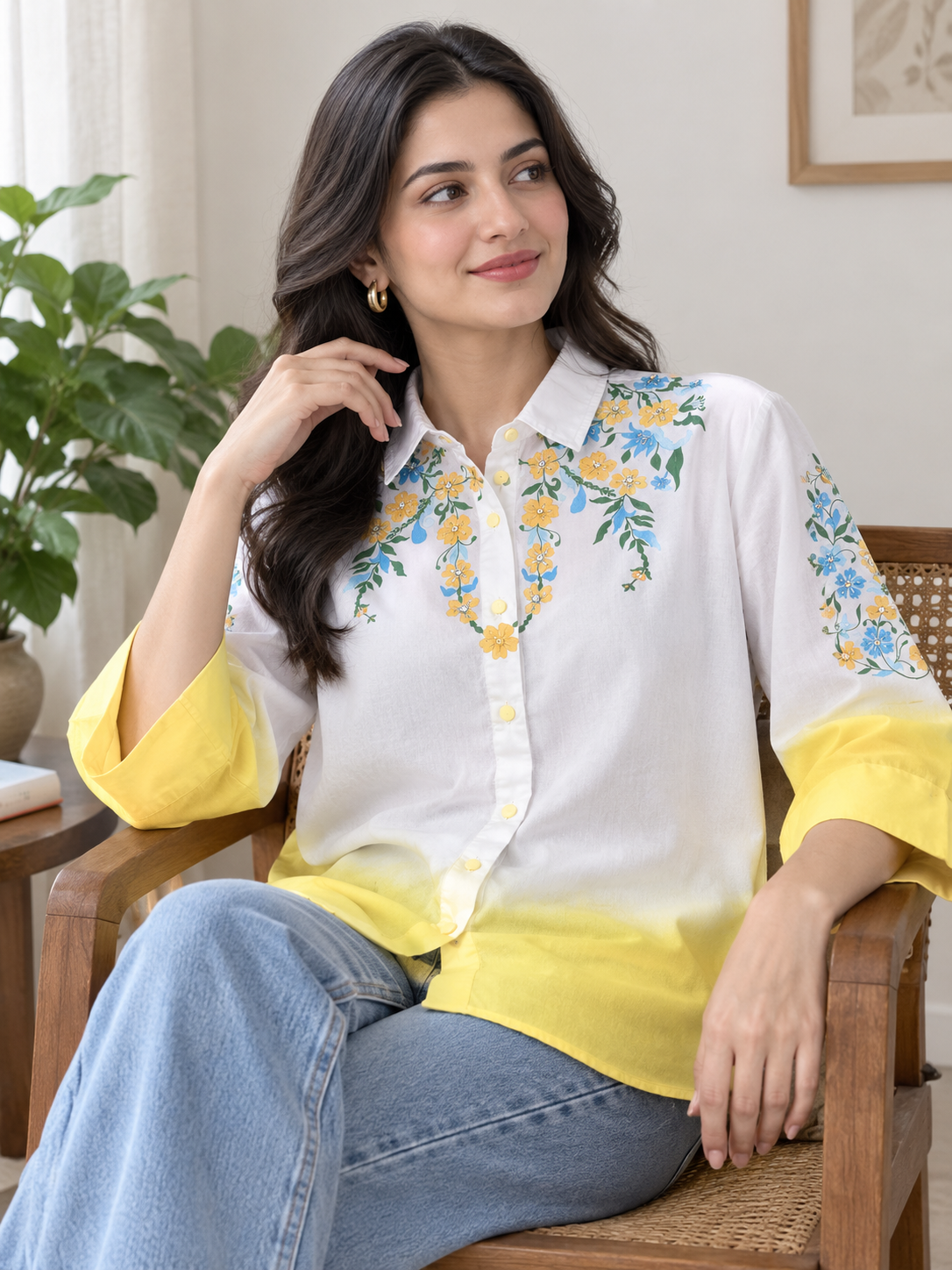 Sunshine Floral Ombre Shirt