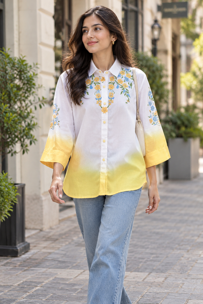 Sunshine Floral Ombre Shirt