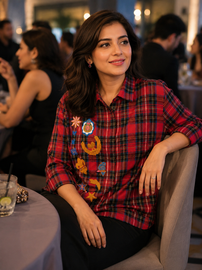 Checked embroidered shirt