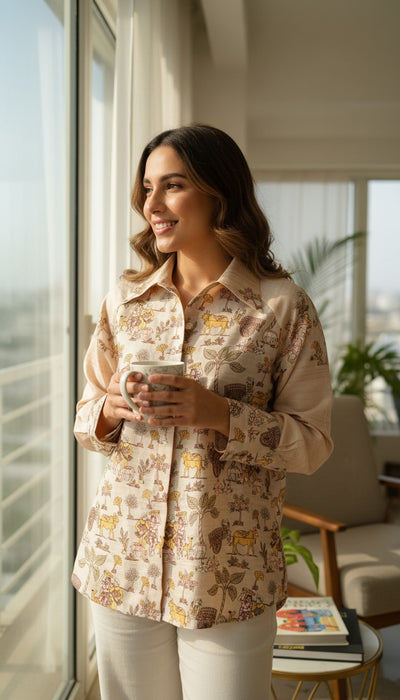 Embroidered raglan sleeve shirt