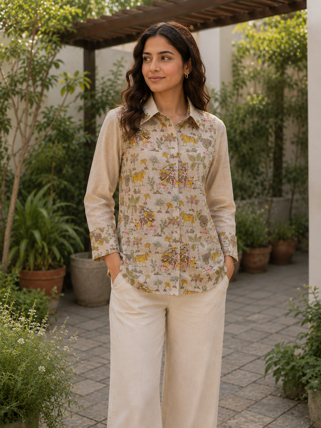 Embroidered raglan sleeve shirt