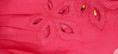 Crimson Floral Embroidered Co‑ord Set