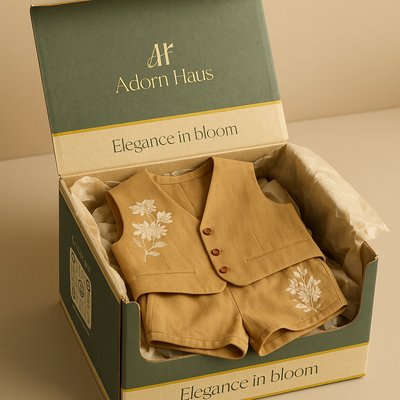 Mustard Linen Vest & Shorts Set