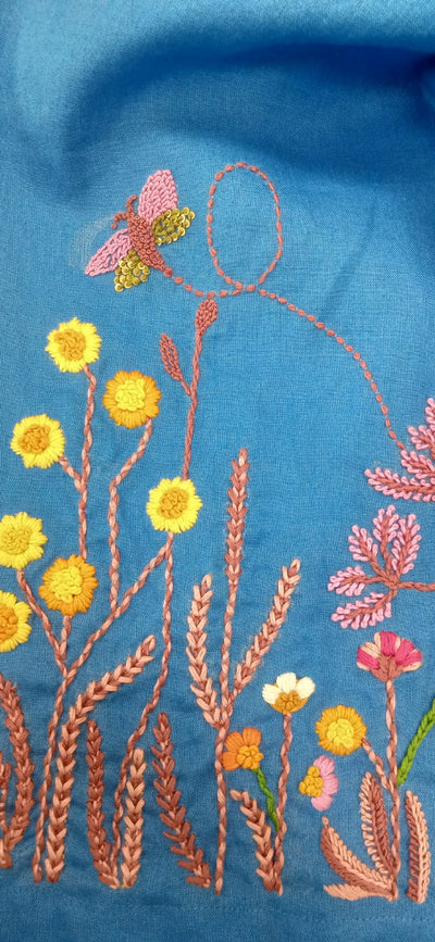 Azure Blue Embroidered Vest & Pants Set