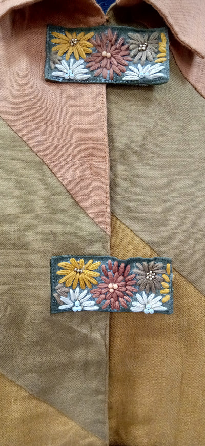 Patchwork Mustard‑Olive Jacket Set