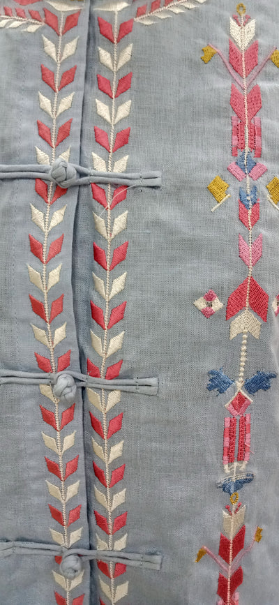 Sky Blue Embroidered Casual Shirt