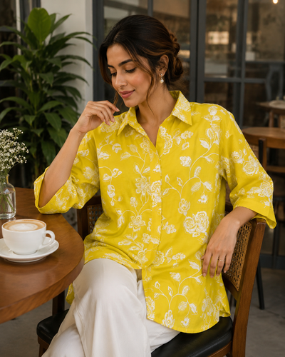 yellow-floral-Embroidery-shirt