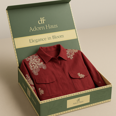 Maroon Floral Embroidered Linen Jacket