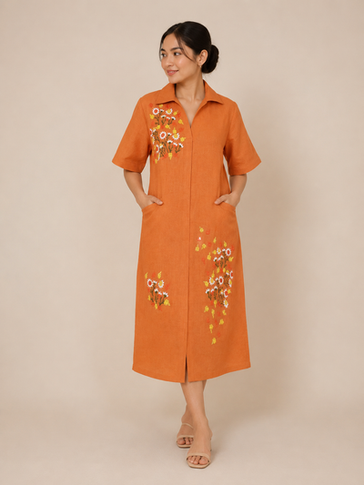 Embroidered Shirt Dress
