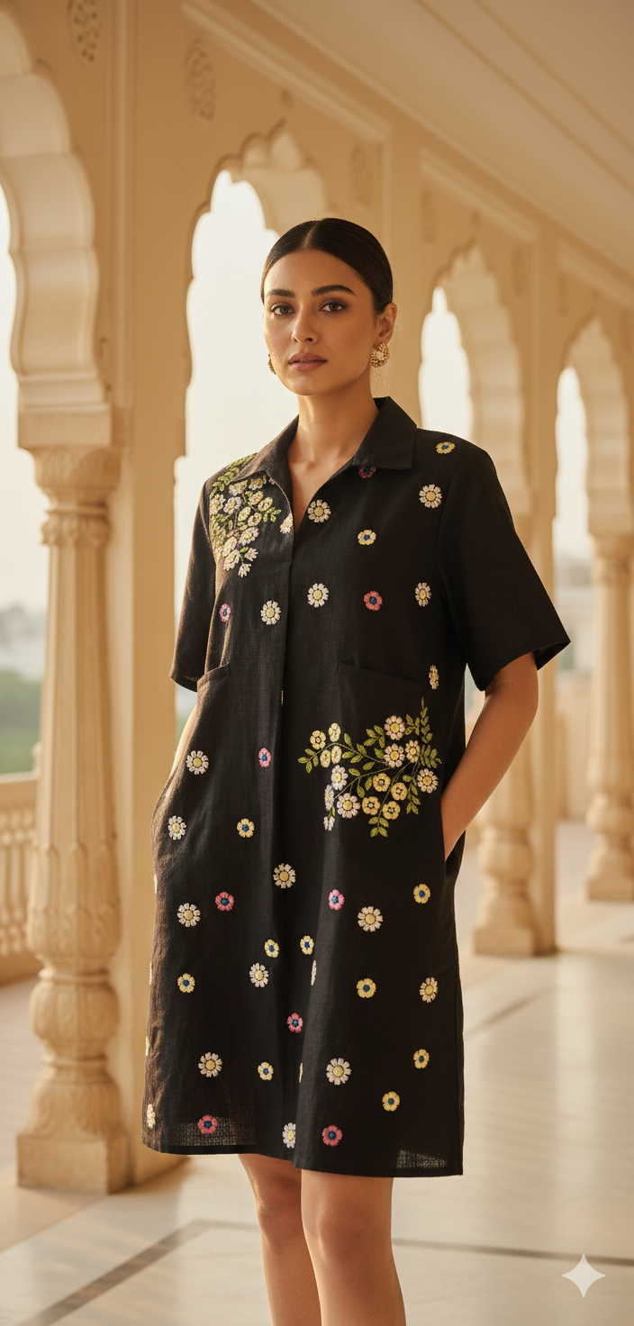 Embroidered Shirt Dress