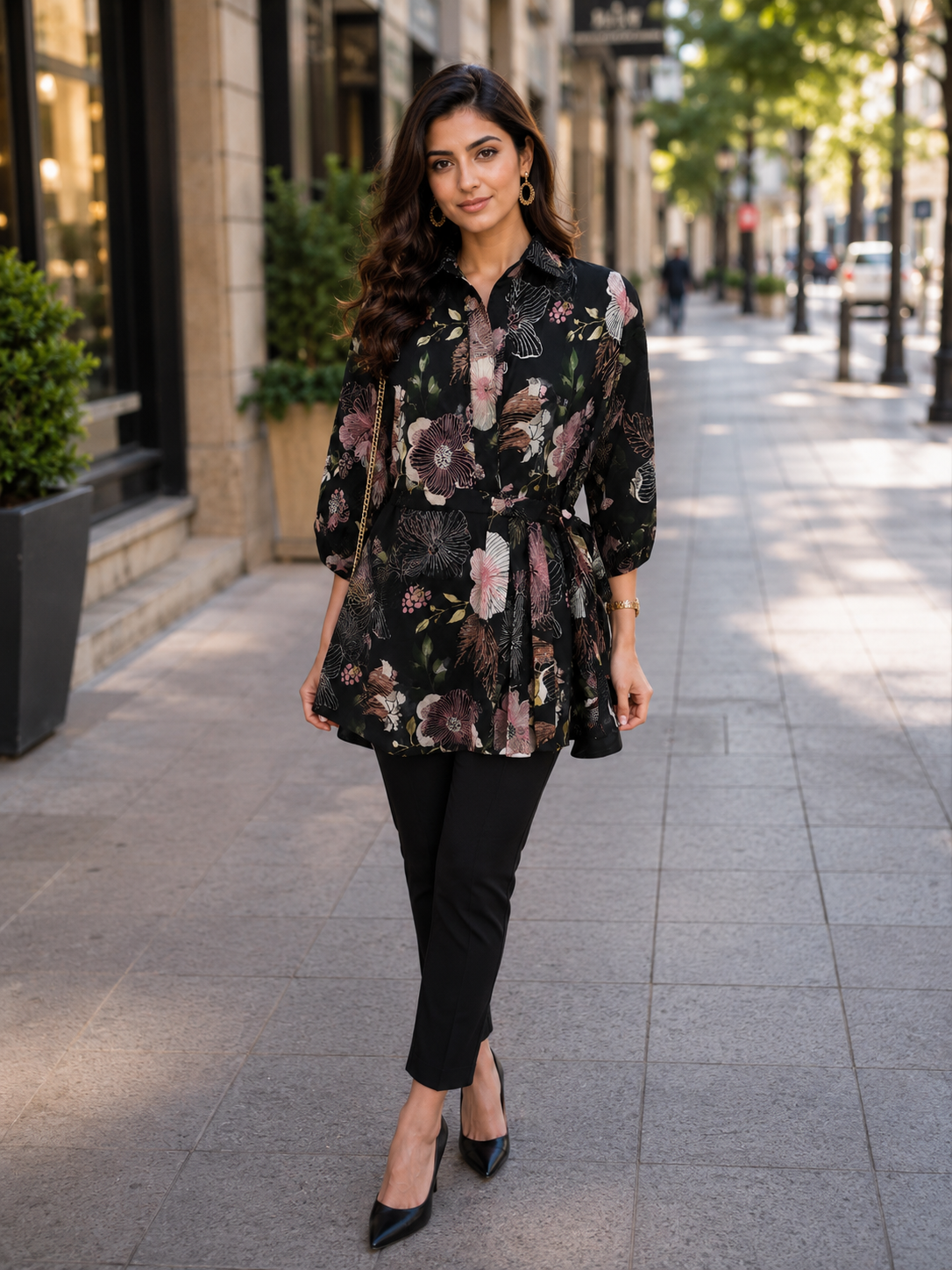 Pastel floral shirt dress