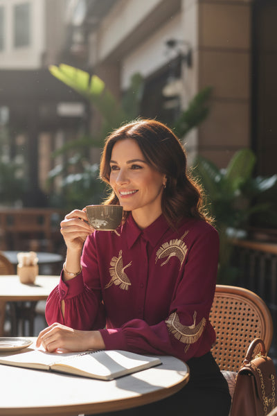 Royal Crane Embroidered Shirt