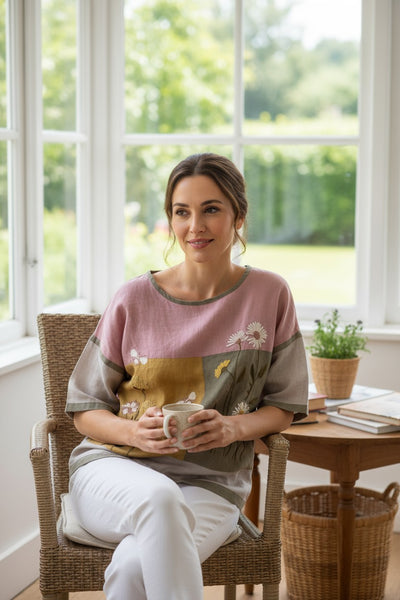 Rosewood Panel Embroidered Top