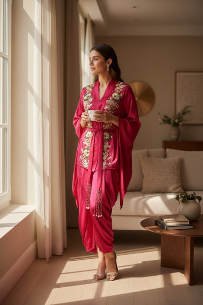 Ruby Bloom Embroidered Kimono Jacket Set