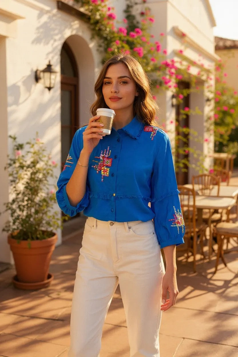 Azure Patch Handcrafted Shirt