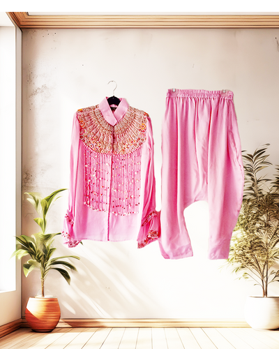 Blush Pink Indo-Western Kurta Set